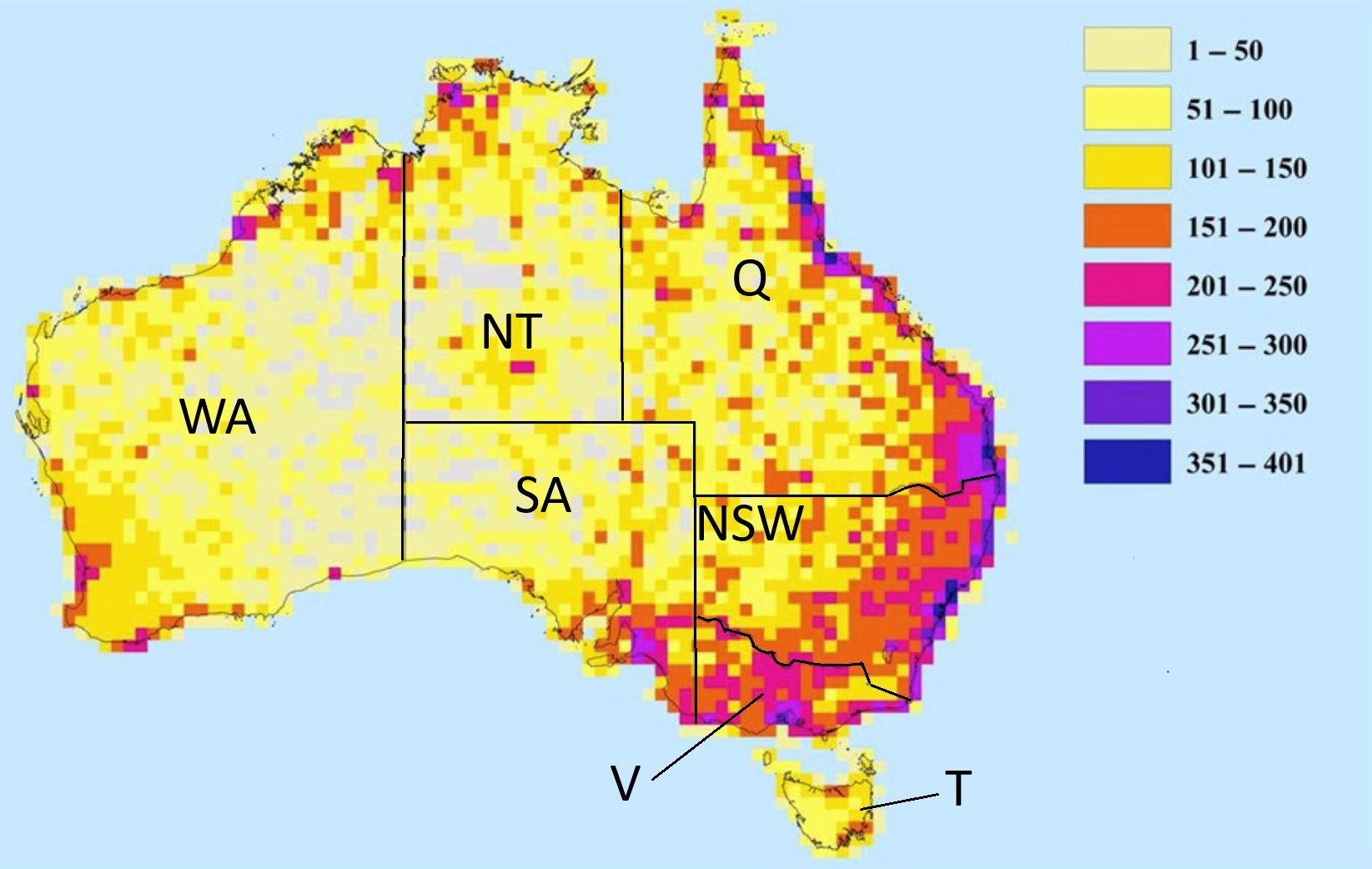 Avian species richness in Australia