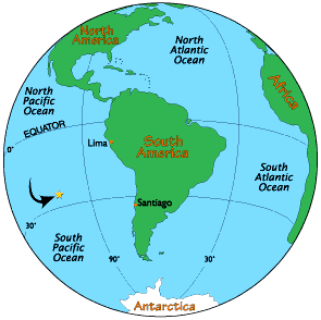 Map showing location of Easter Island