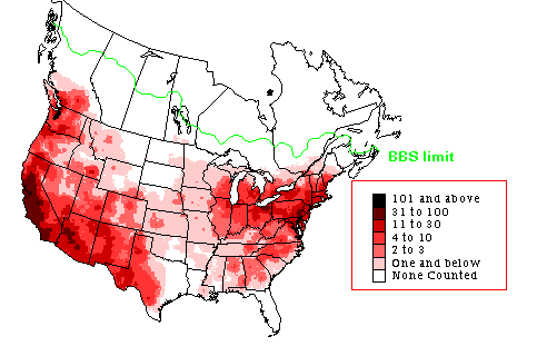 Map showing breeding range of House Finches