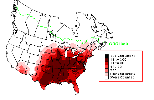 Northern Cardinal winter range